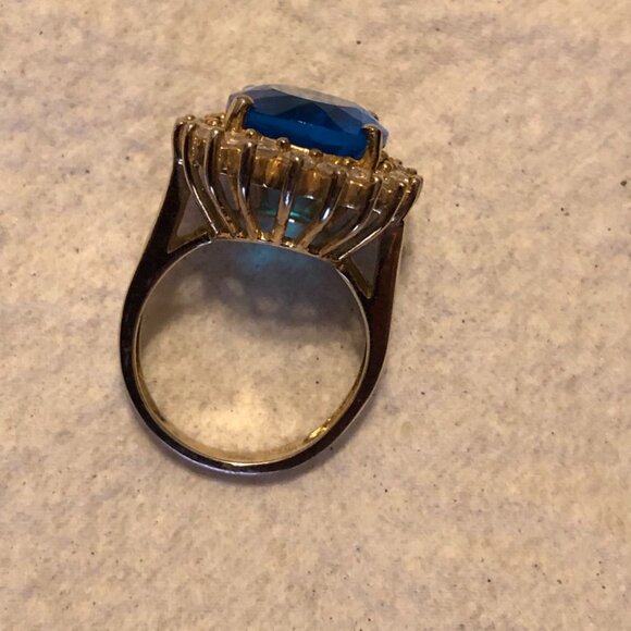 PRINSESS DIANA'S ring! gold plated blue topaz vintage Diana's ring, size 7 - Picture 5 of 7